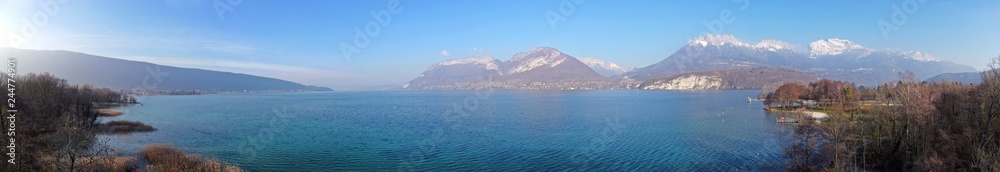 Winter annecy lake panorama