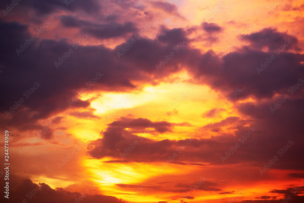 Fototapeta premium Rays of light shining through dark clouds for background