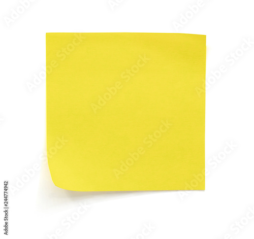 Yellow note paper isolated on white background with clipping path.