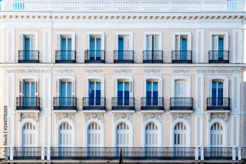decorated and classical facade in Madrid city