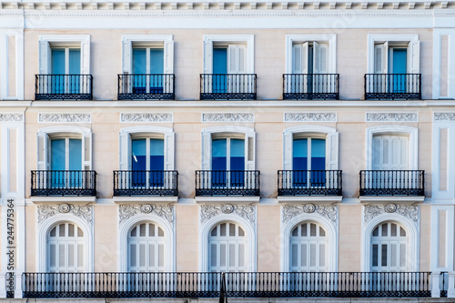 decorated and classical facade in Madrid city