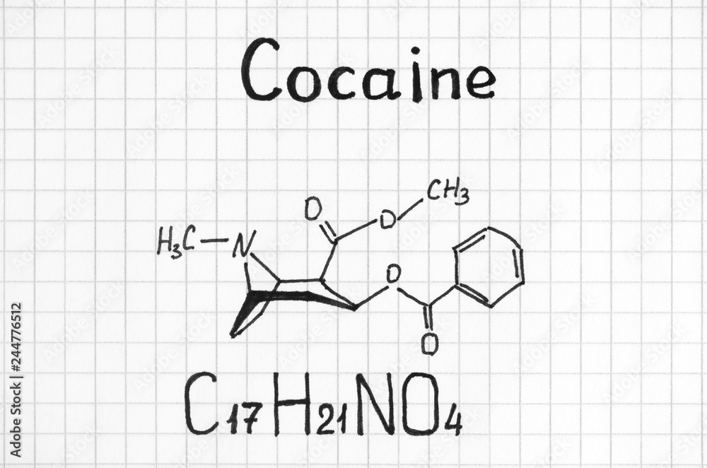 Chemical formula of Cocaine.