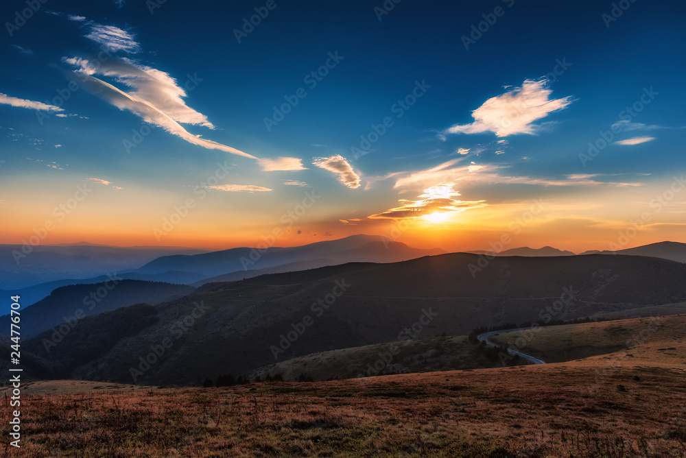 sunset over the mountain, bulgaria 
