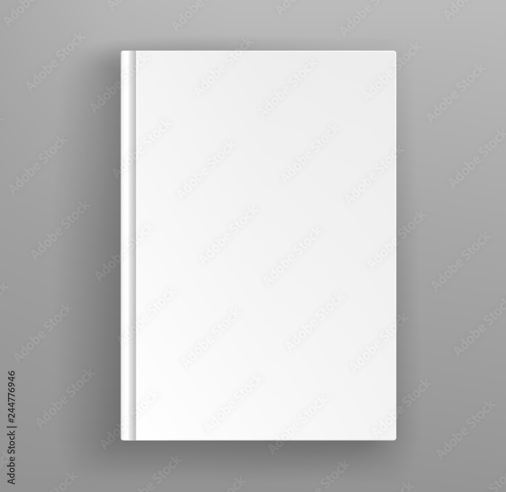 White hardcover book album vector mock up on grey table.