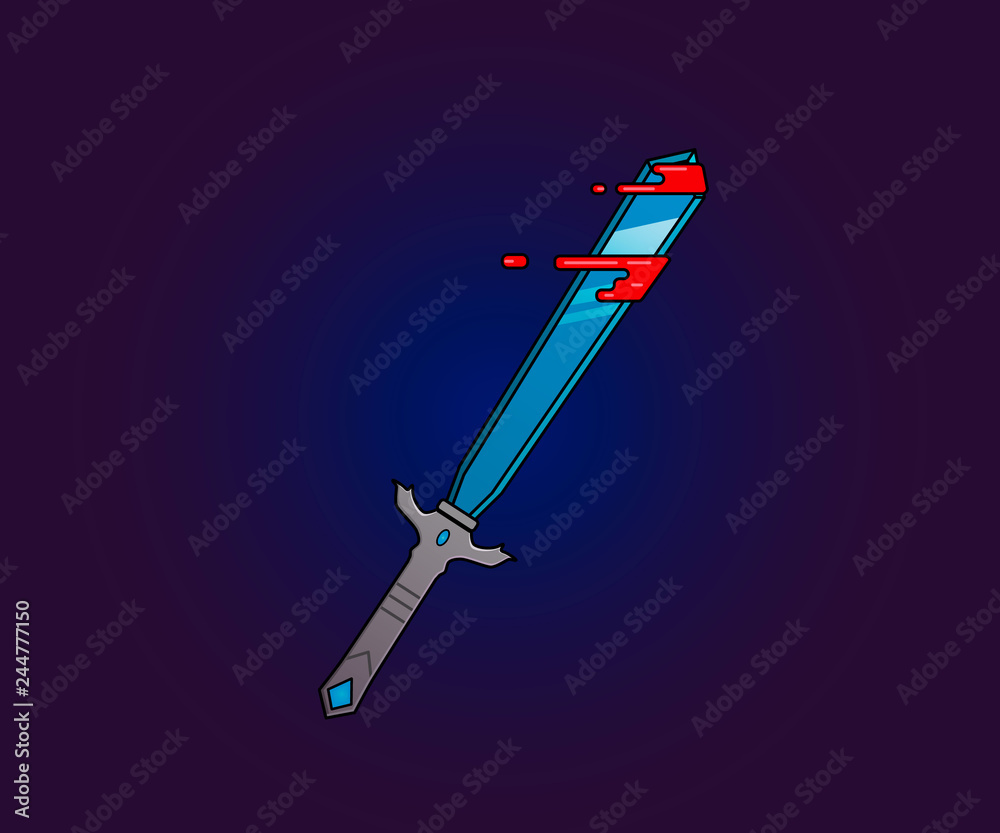 Game weapon icon. Line icon. Sword medieval weapons vector illustration ...