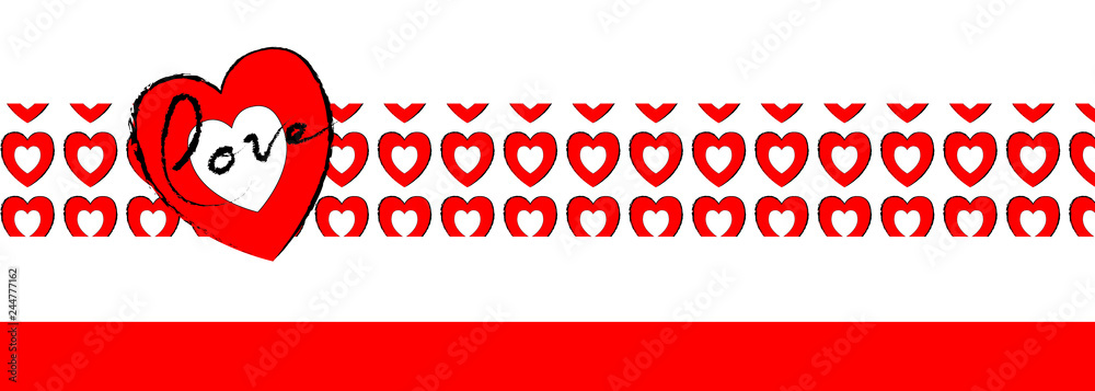 bandeau coeur avec écriture love Stock Vector