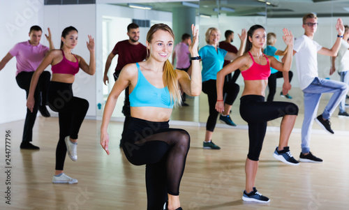 People training at dance class