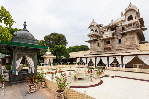 Lake Palace, garden in Udaipur, India photo