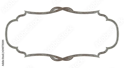 Panoramic silver frame for paintings, mirrors or photo isolated on white background