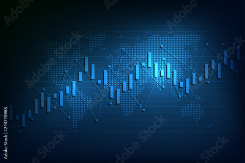 Business candle stick graph chart of stock market investment trading. Trend of graph. Vector illustration