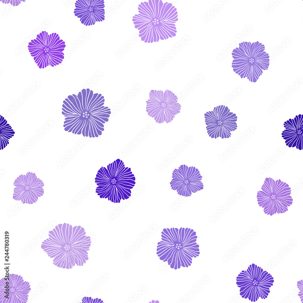 Light Purple, Pink vector seamless doodle background with flowers. Light Purple, Pink vector seamless doodle background with flowers.