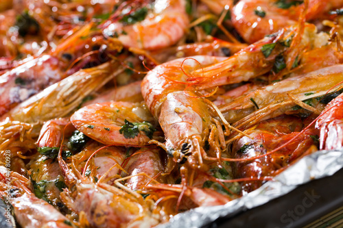 Baked in oven tiger shrimps