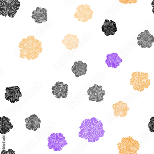 Light Blue, Yellow vector seamless doodle template with flowers.
