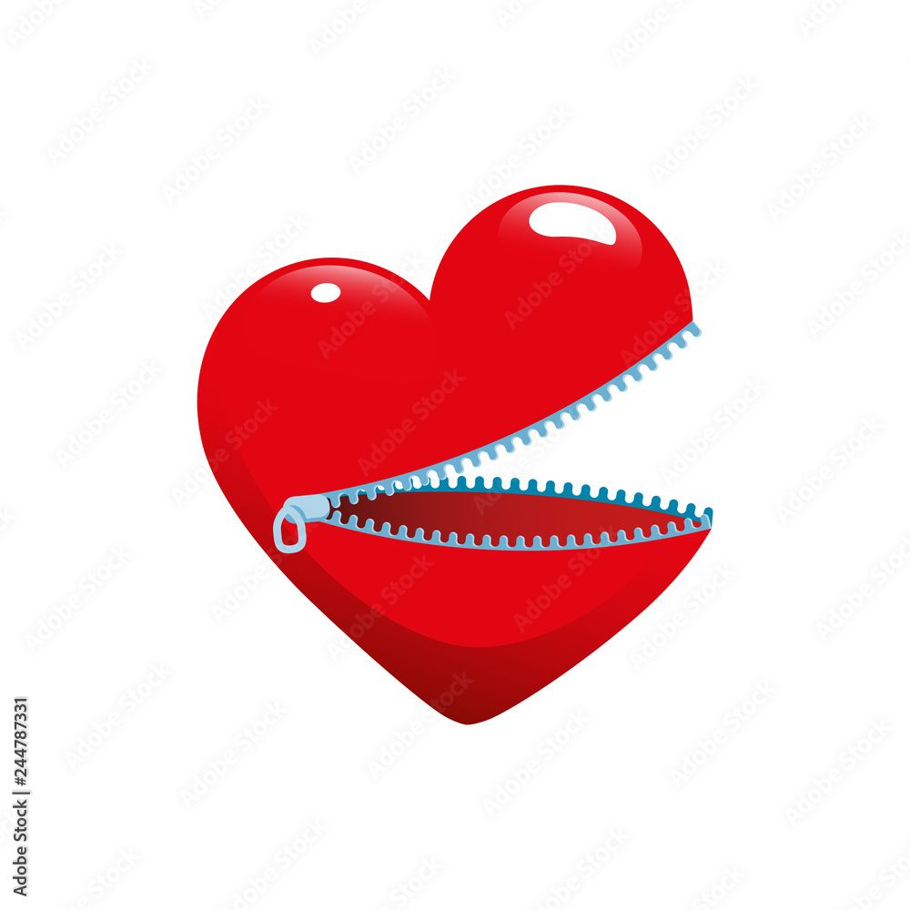 bulto función Chaleco Heart is in the form of an empty casket with a unbuttoned zipper. Open  symbol of