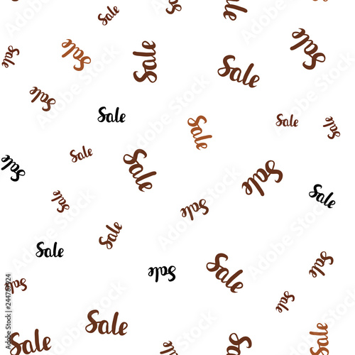 Dark Orange vector seamless layout with discount words.
