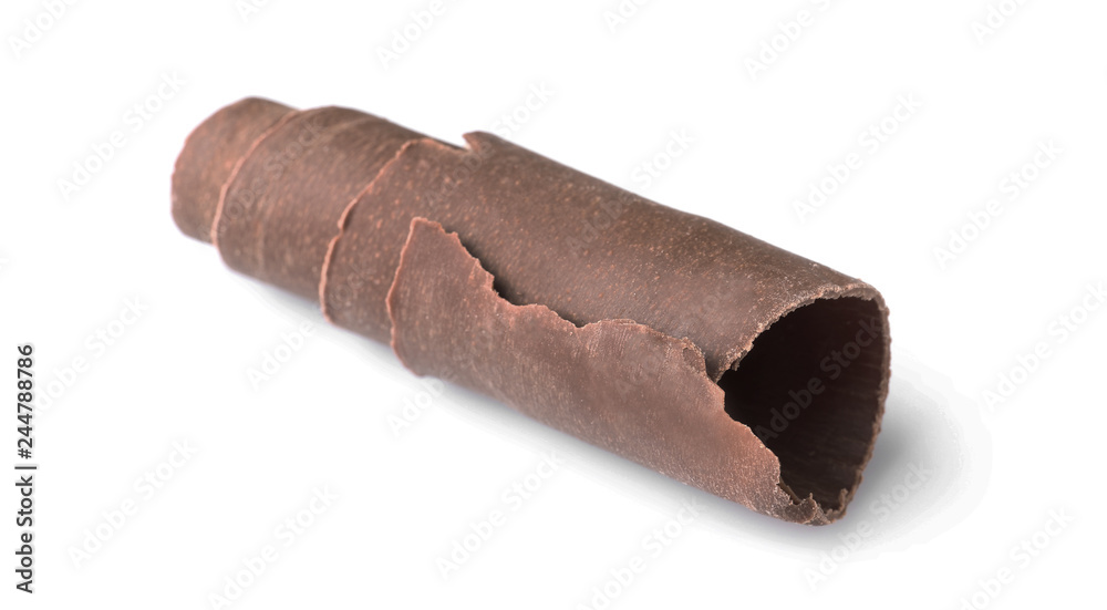 Curl of tasty chocolate on white background Curl of tasty chocolate on white background