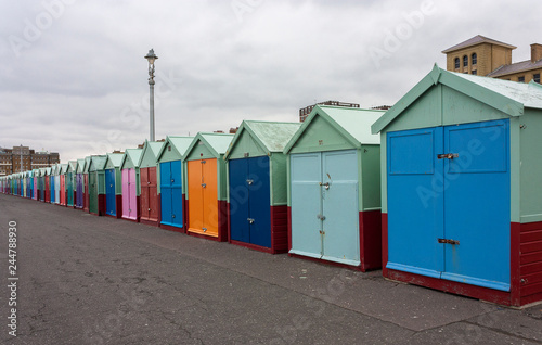 Beach huts on Brighton's beach in south England