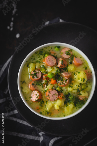 stew with fresh vegetables and sausages