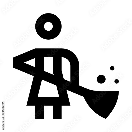 Janitor cleaning woman