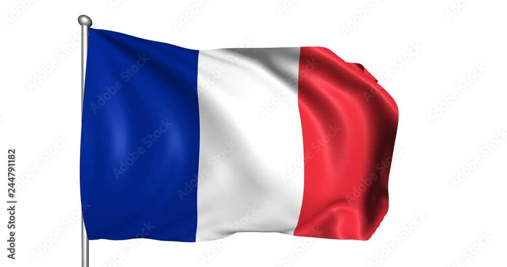 French flag with fabric structure in the wind, with an alpha channel (loopable) French flag with fabric structure in the wind, with an alpha channel (loopable)
