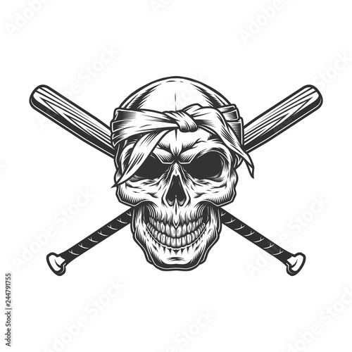 Gangster skull in bandana