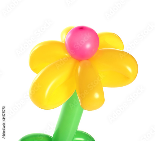 Fototapeta Naklejka Na Ścianę i Meble -  Flower figure made of modelling balloon on white background