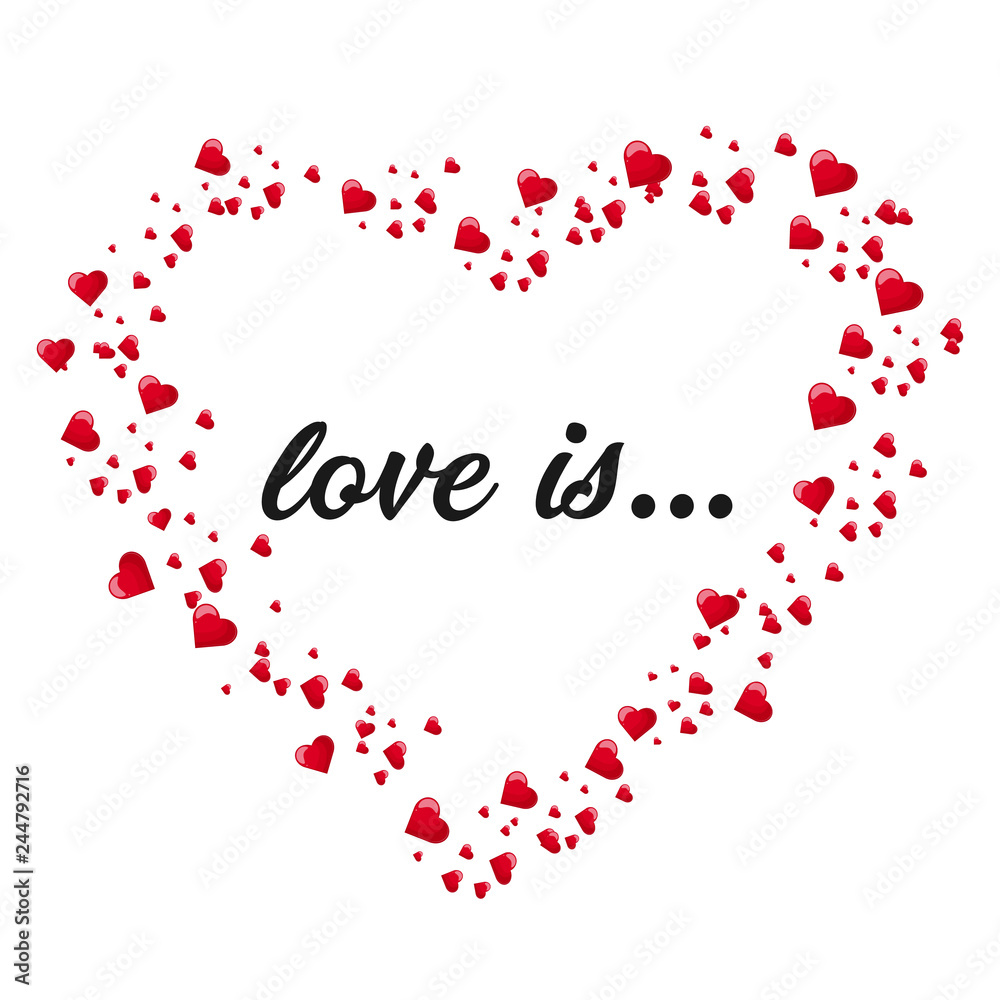 love Valentine s day postcard. Free space for text message. Vector illustration.