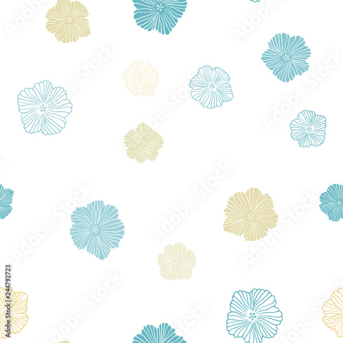 Light Green, Yellow vector seamless doodle backdrop with flowers.