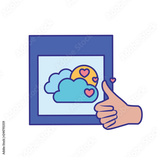 approval hands with picture isolated icon