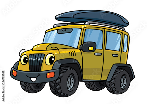Funny car or offroader illustration with eyes