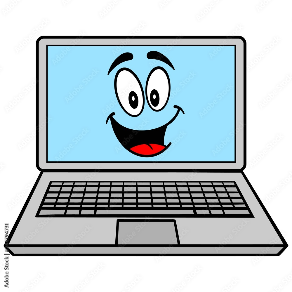 Laptop Cartoon - A vector cartoon illustration of a Computer Laptop mascot.  Stock-Vektorgrafik | Adobe Stock