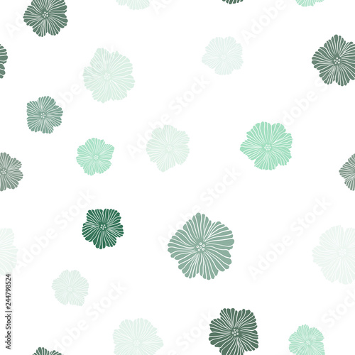 Light Green vector seamless elegant background with flowers.