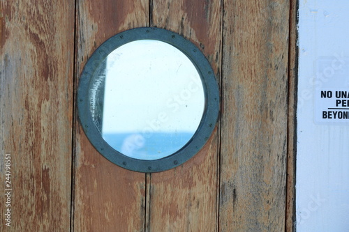 Ropes and equipment on large passenger ferry boat during summer a vacation 