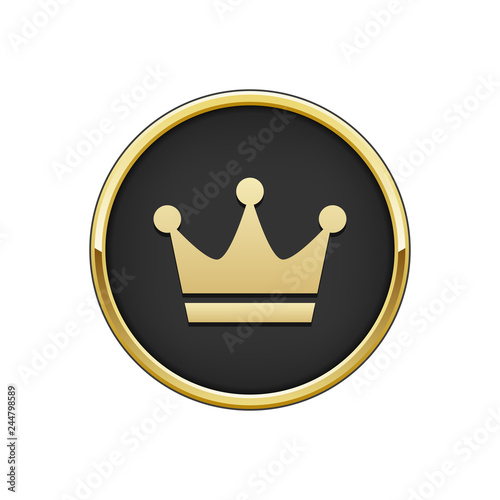 Gold black round badge with crown icon