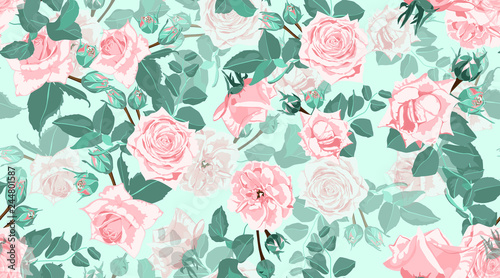 Vintage Roses  Seamless Floral Pattern.