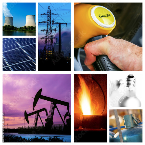 Energy concept with collage of various photo
