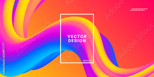 Abstract Wave Gradient Liquid Shape. 3d Background. photo