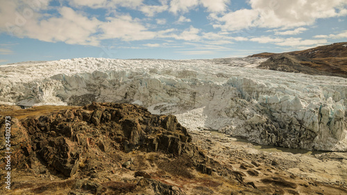 Russell Glacier Ice wall on the Arctic Circle Trail near Kangerlussuaq in West Greenland. photo