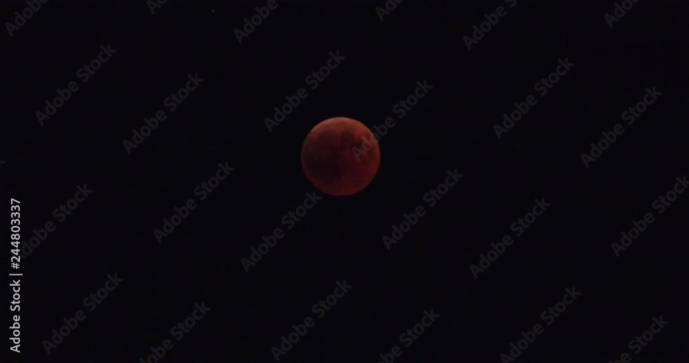 Moon eclipse in full moon and super moon by night. Total Lunar eclipse with moon turning red cause of closer Mars planet. Astronomical background. Copy space.