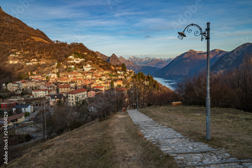 Evening view of village Bre, Switzerland
