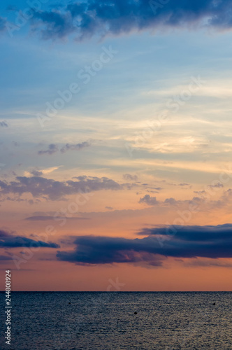 Amazing sea sunset  the sun  waves  clouds