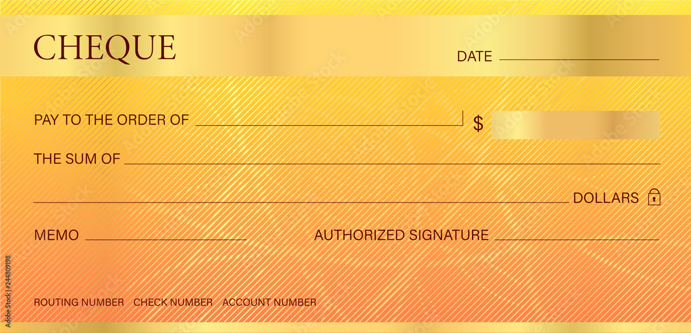 Cheque, Check (Chequebook template). Guilloche pattern with abstract ...