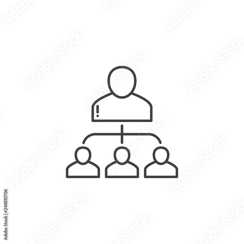 Subordination Related Vector Line Icon. Isolated on White Background. Editable Stroke.