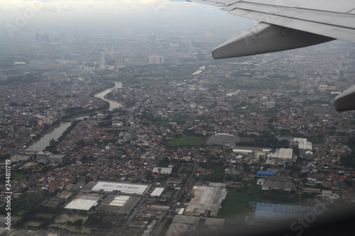 The city of Jakarta is seen from the plane