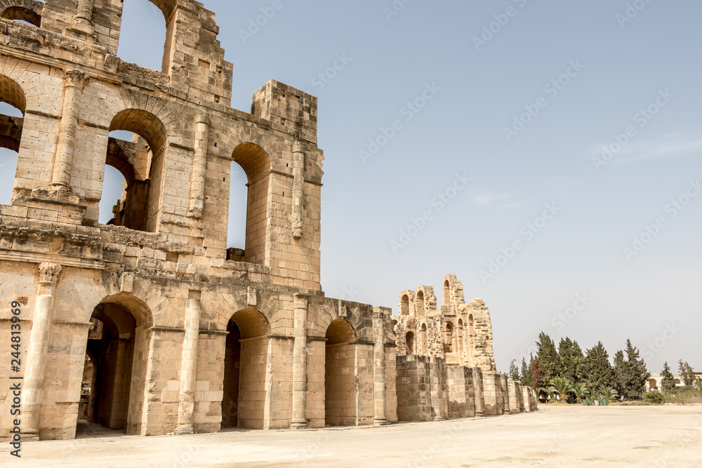The Roman amphitheater of Thysdrus in El Djem, Tunisia