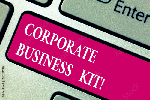 Word writing text Corporate Business Kit. Business concept for Customized structural binder or emblem of a business Keyboard key Intention to create computer message pressing keypad idea