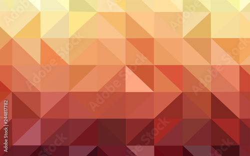 Light Red, Yellow vector shining triangular backdrop.
