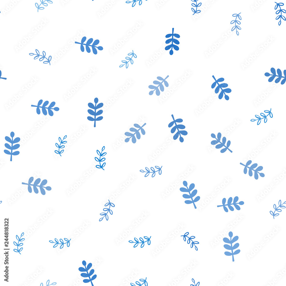 Light BLUE vector seamless doodle background with leaves. Light BLUE vector seamless doodle background with leaves.