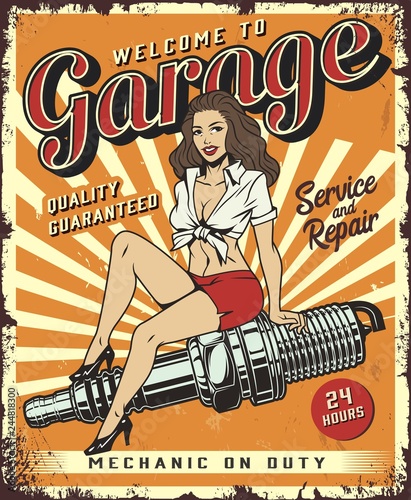 Vintage car repair service template