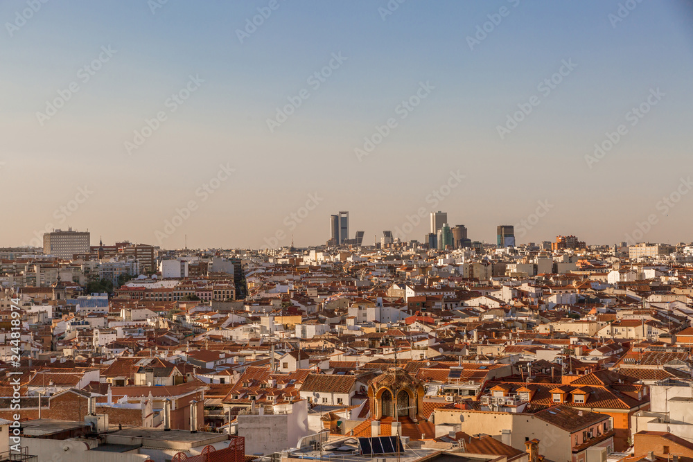 View of the skyline of the city of Madrid in a